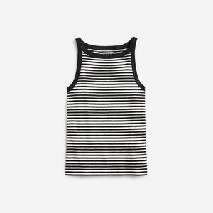 NWT J Crew High-neck tank top in striped stretch linen blend